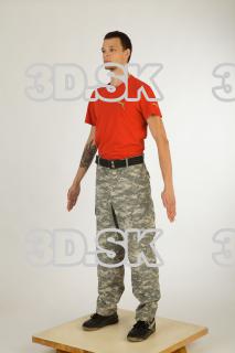 Whole body red shirt army jeans brown shoes of Willard…